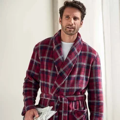 Robe de chambre polaire à carreaux