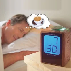 Réveil grands chiffres façon bois