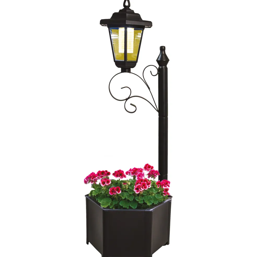Réverbère-jardinière solaire