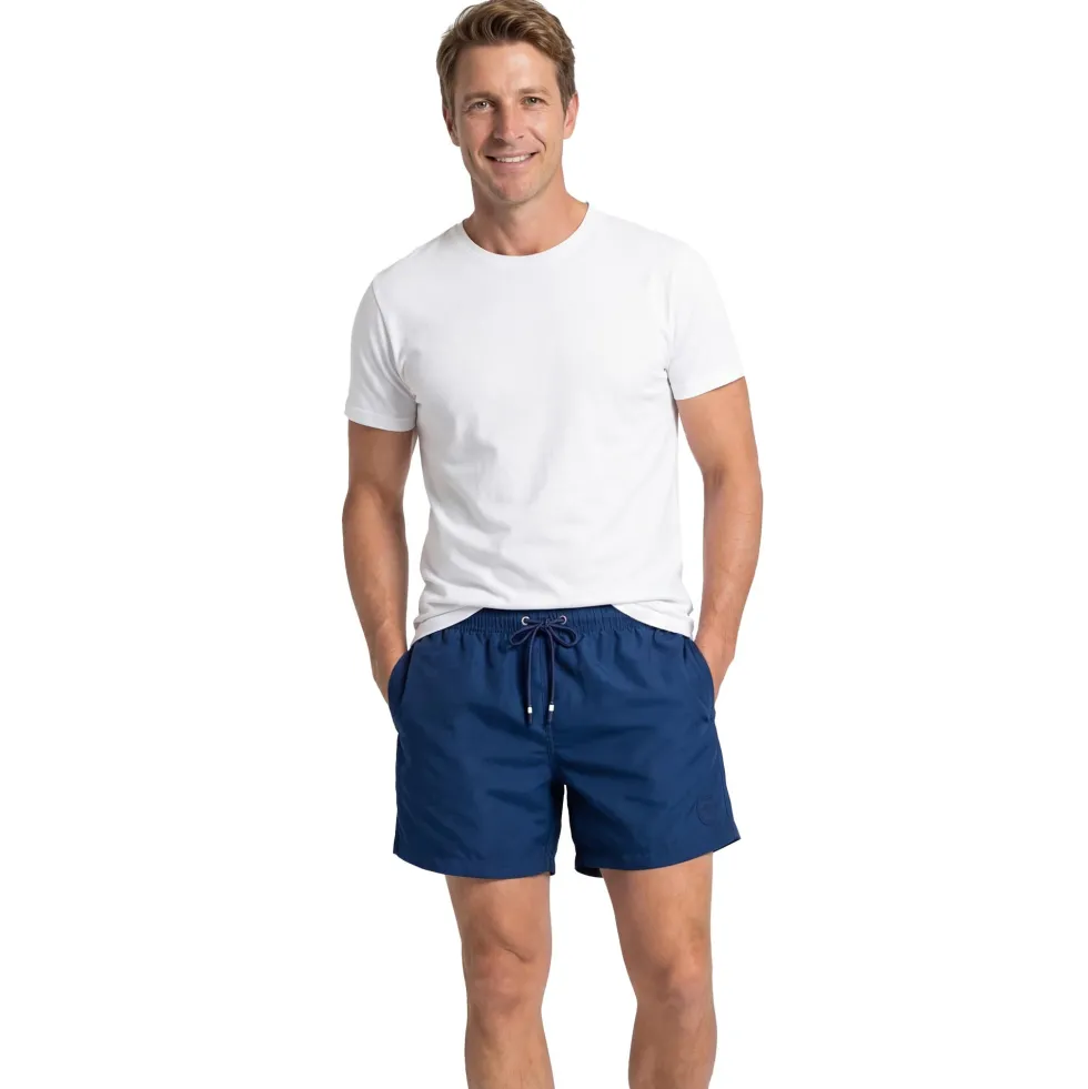 Short de bain bleu uni