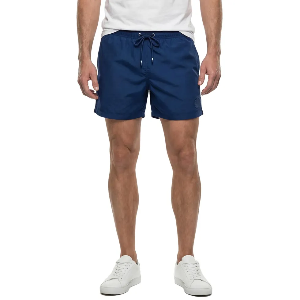 Short de bain bleu uni
