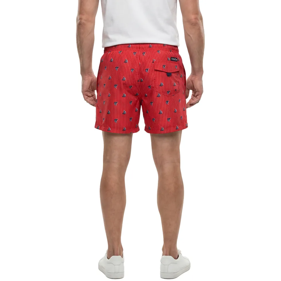 Short de bain rose imprimé bateaux