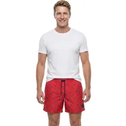 Short de bain rose imprimé bateaux