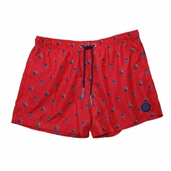 Short de bain rose imprimé bateaux