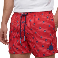 Short de bain rose imprimé bateaux