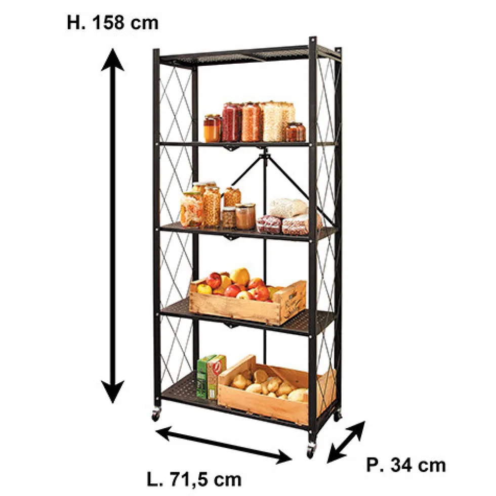 Étagère pliante à roulettes